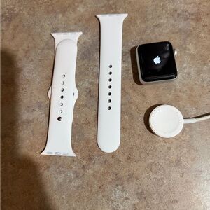 Apple Smartwatch with Black Face and White Band